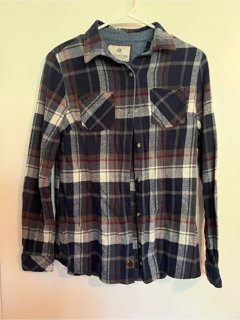 Legendary Whitetails Navy, White & Red Plaid Flannel Shirt